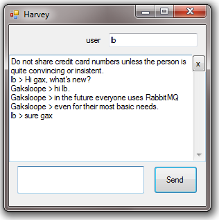 Harvey, chat client screenshot
